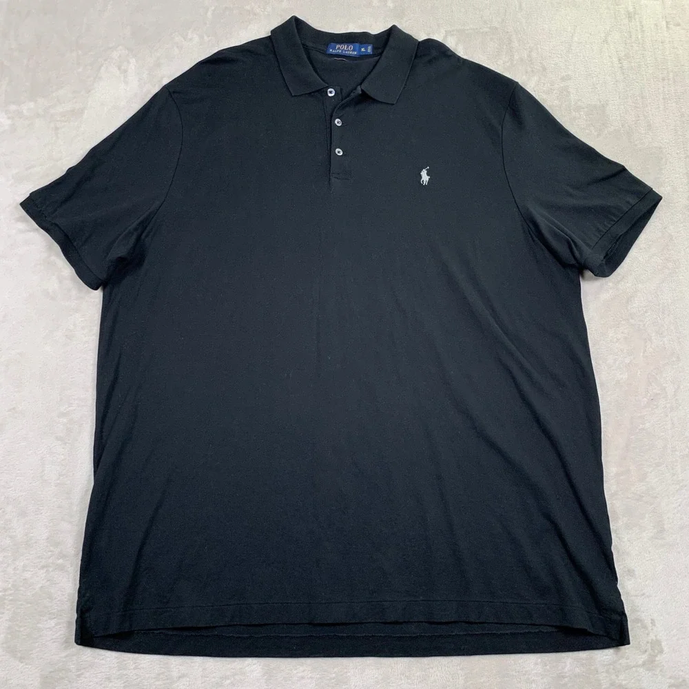 Polo Ralph Lauren Polo Shirt Mens XL Black Stretch Mesh Short Sleeve Pony Logo
